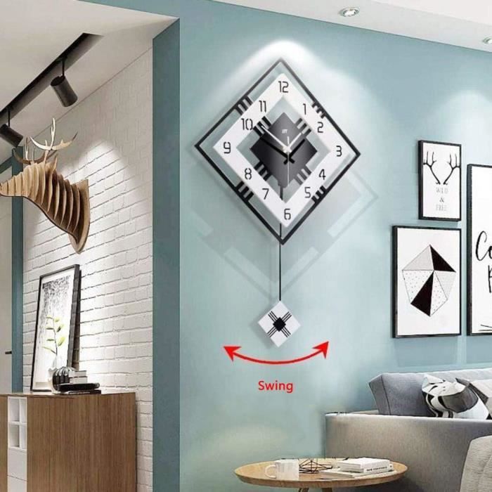 Horloge Murale Avec Tête De Pendule En Losange - Style Bureau, Mouvement Quartz - Neuf, Fonctionne Très Bien
