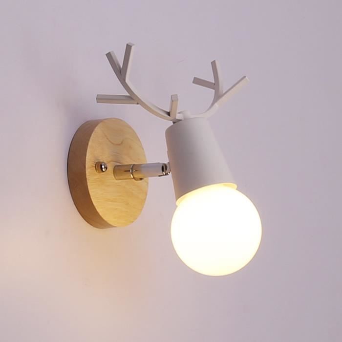 E27 Applique Murale Luminaire Lampe Murale Enfant Pour Chambre Salon Couloir Antlers Cerf Forme Ampoule Inclus Pas Cdiscount Maison