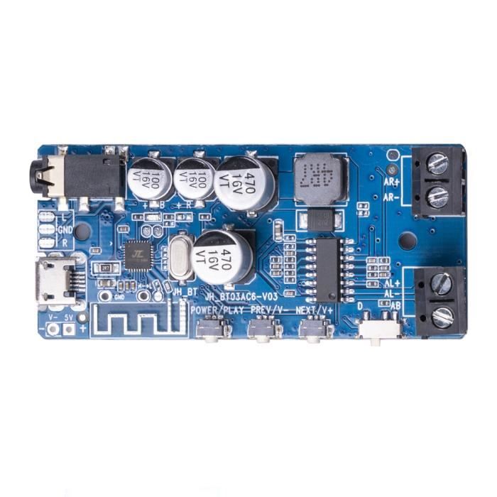 Amplificateur Bluetooth DollaTek TPA3116 2x50W - Puissant Avec Télécommande, FM Radio, USB & Carte TF - Pour Home Cinéma Et HiFi