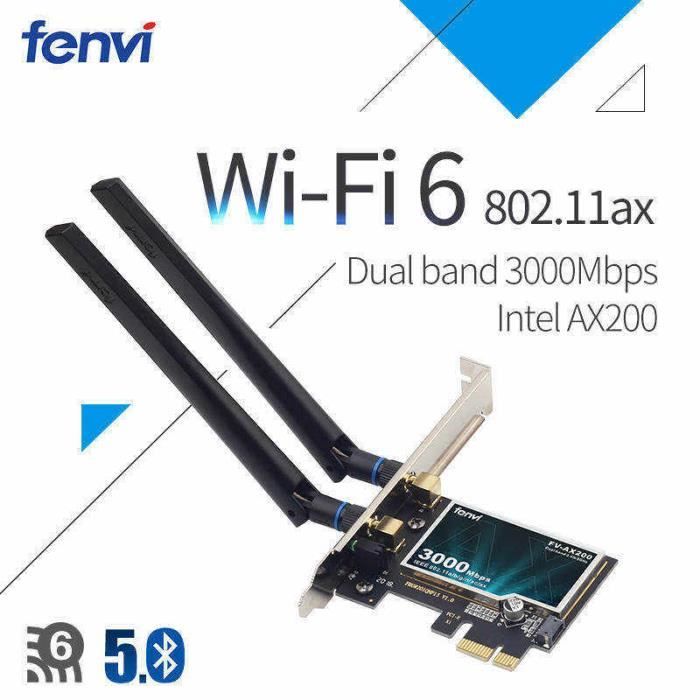 NS08953-Adaptateur double bande Wi Fi 6 Intel AX200. 3000 mb-s. PCIe ...