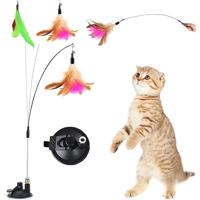 Comparer les prix de Jouets à Plumes pour Chats - ZHUODIKE - Canne à Pêche avec Cloche et Ventouse - Jouet Interactif pour Chat