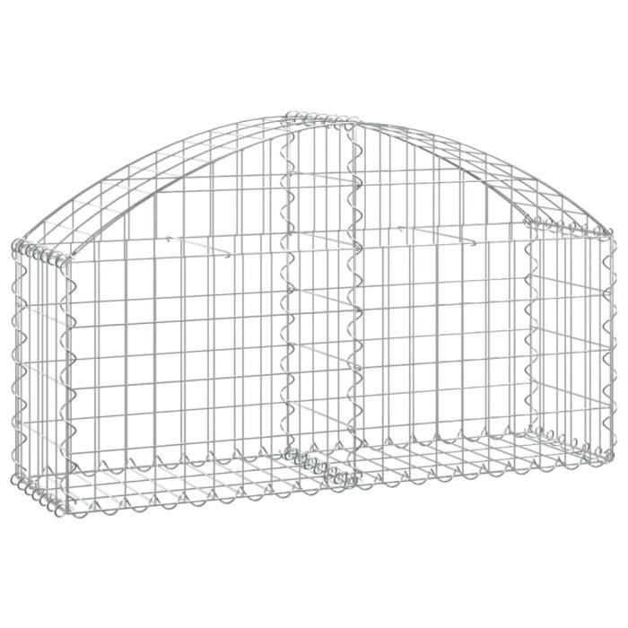 Panier De Gabion Arqué 100x30x80/100 Cm En Fer Galvanisé - Barrière Jardin Décorative Et Coupe-vent