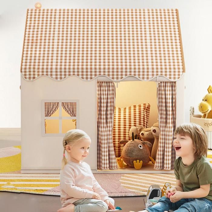 OHMG Maisonnette De Jeu D’intérieur – Tente De Princesse Avec Fenêtres – Polyester Respirant Et Support Métallique – Espace Douillet Pour 3-5 Enfants – Dès 3 Ans