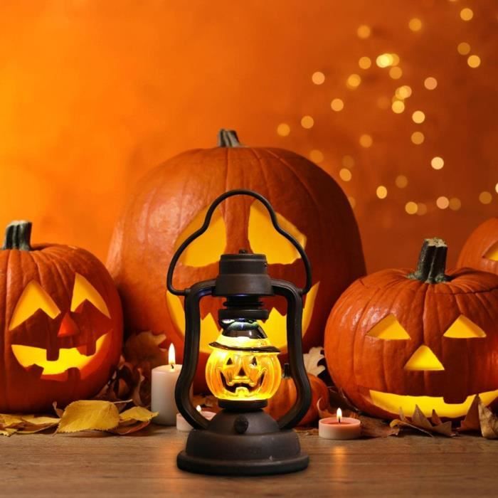 Lot de 2 lanternes décoratives pour Halloween, citrouille, sorcière