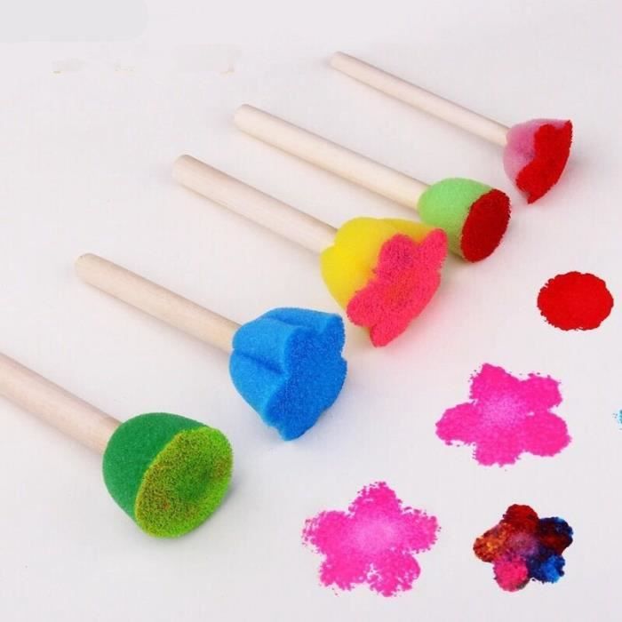 10 Pinceaux Éponge Pour Enfants - 5 Tailles Différentes - Peinture Créative Et Graffitis
