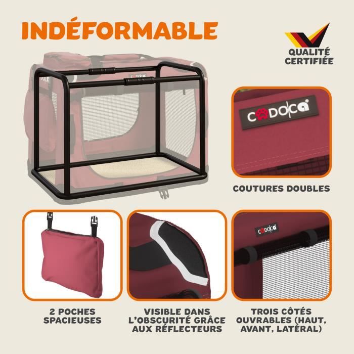 CADOCA® Cage de transport XL Rouge pour animaux chien chat rongeur