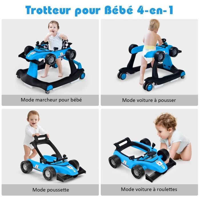 DREAMADE Trotteur Bébé Evolutif 3 en 1 Pliable avec Hauteur