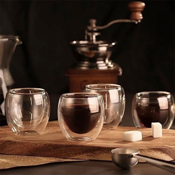 6 Tasses à Expresso En Verre épais 80 Ml - Fabriquées En Italie, Design élégant, Compatibles Lave-vaisselle