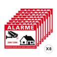 Autocollants Alarme Lot de 8 stickers Alarme Sécurité Protection Vidéosurveillance 8 x 6 cm résistants UV et pluie Alarme 24h/24h-2