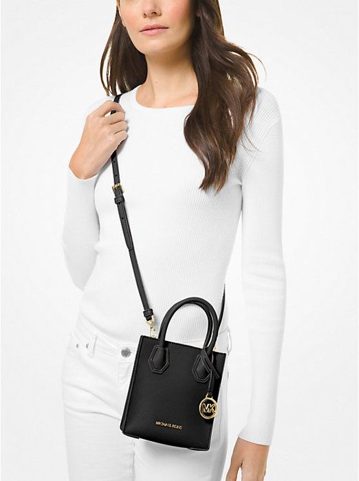 Michael Kors Mercer Sac bandouliere extra petit en cuir graine Noir Cdiscount Bagagerie Maroquinerie