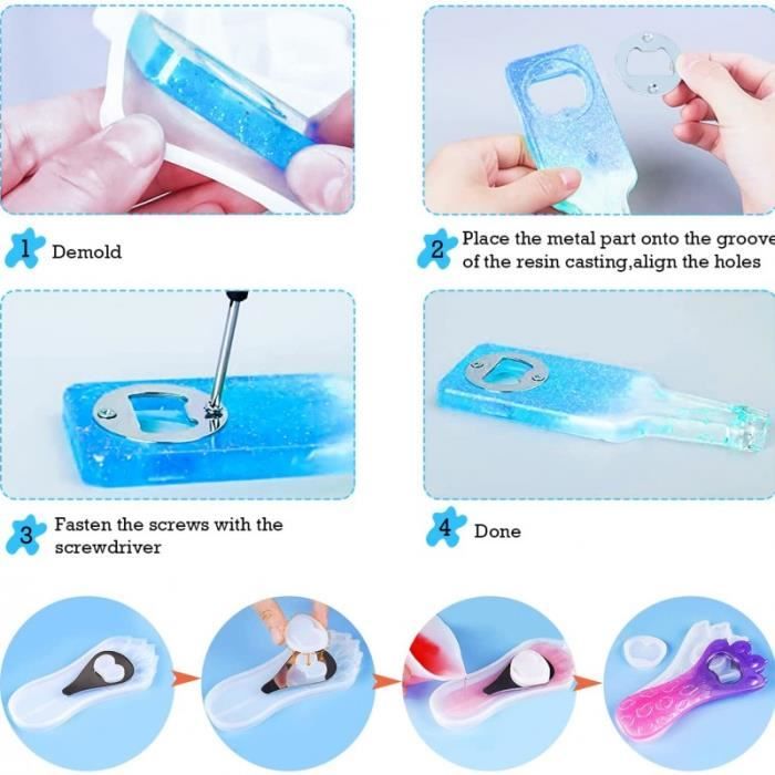 Kit Moule à Décapsuleur En Silicone XLKJ - Moules Résine Pour Porte-Clés Personnalisés