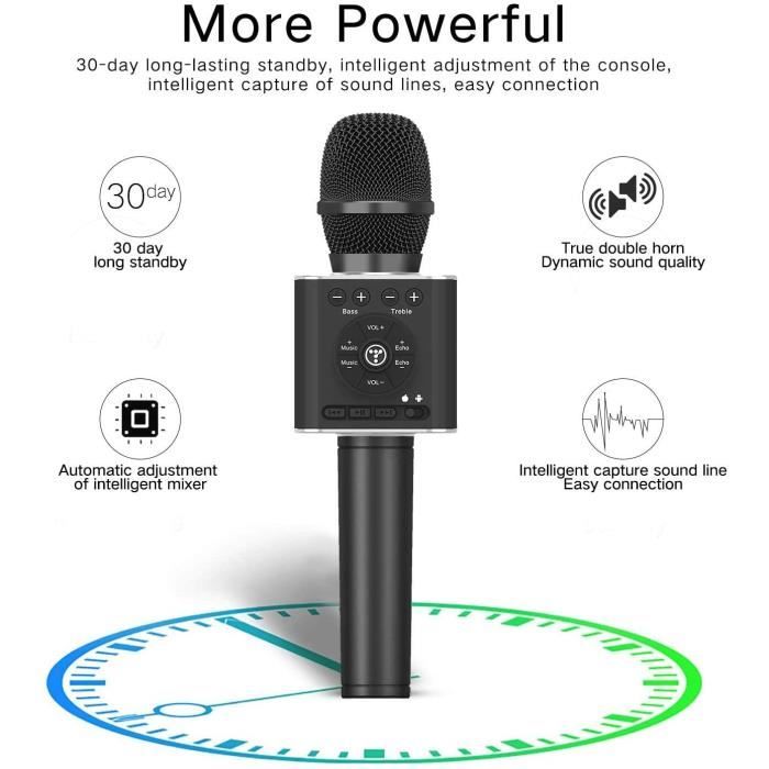 TOSING 04 Micro Karaoké Sans Fil Bluetooth,10W double haut-parleurs MIC  Volume +/-,USB/Aux bricolage aigus/graves/écho pour adultes/enfants maison