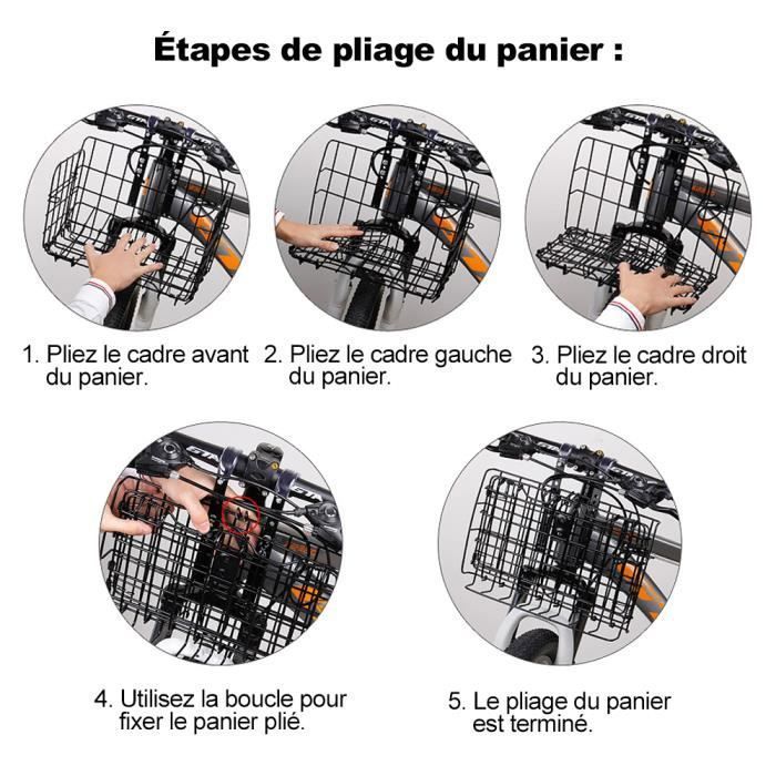 Panier Vélo Pliable Noir – Grande Capacité, Installation Rapide – Pour VTT Et Ville