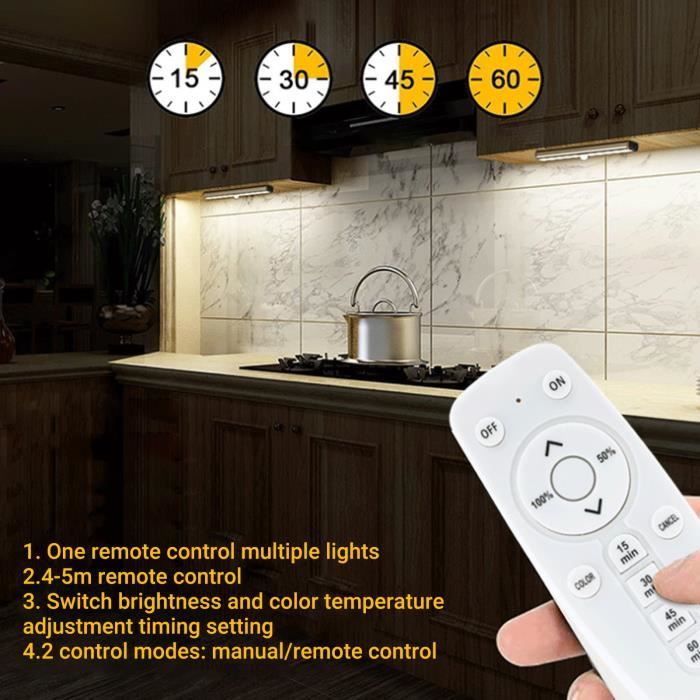 Kit 6 Spots LED Encastrables Pour Cuisine 12V - Avec Câble & Télécommande - Blanc