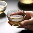 Tasse à café,Tasses en verre de Style japonais avec jante dorée petite tasse à vin en verre de thé vert Matcha - Type A- (90 Ml)-3