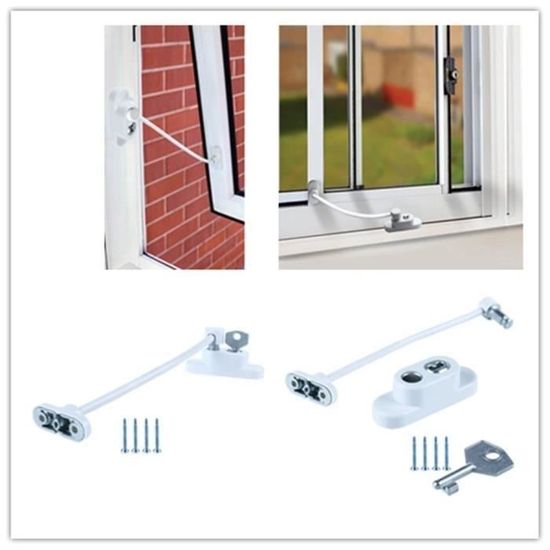 Blanc Fenêtre Porte Câble Bride Enfant Sécurité Verrouillage Upvc sécurité MAX6MUM