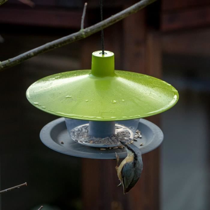 Mangeoire à oiseaux, distributeur de graines en silo, jardin ou balcon, pp  fer, h x d : 35 x 9 cm, vert[A162] - Cdiscount