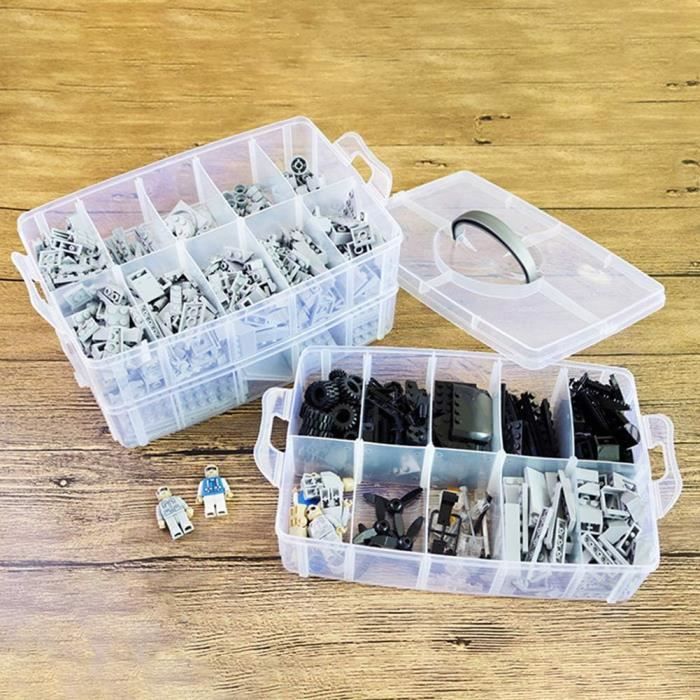 Boîte de Rangement en Plastique à 3 Couches avec Compartiments