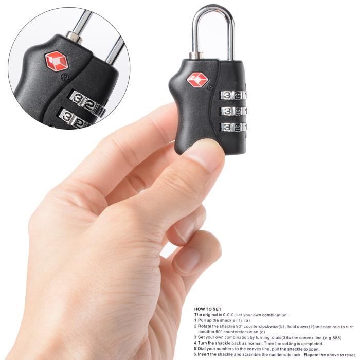3 PCS Serrures à Bagages TSA, Diyife Cadenas de sécurité à 3