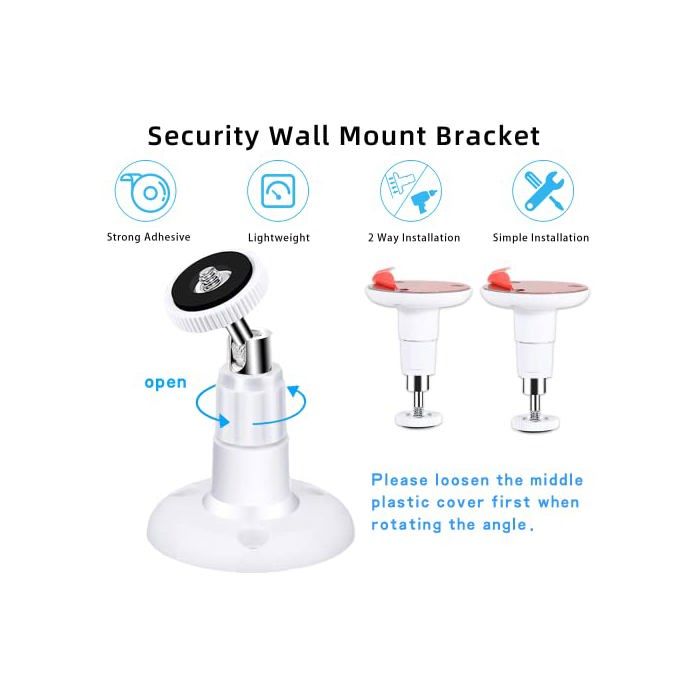 Lot De 2 Supports Muraux CELLONIC Avec Pas 1/4 - Rotule 360°, Inclinaison 90° - Compatible Ring Stick Up Cam, Caméras De Sécurité Intérieur/extérieur Fixation Mur Plafond
