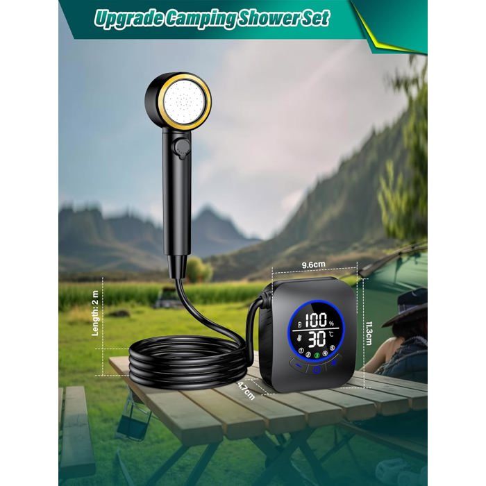 Douchette Portable Rechargeable Pour Camping - Douche Externe Puissante Batterie - Neuf