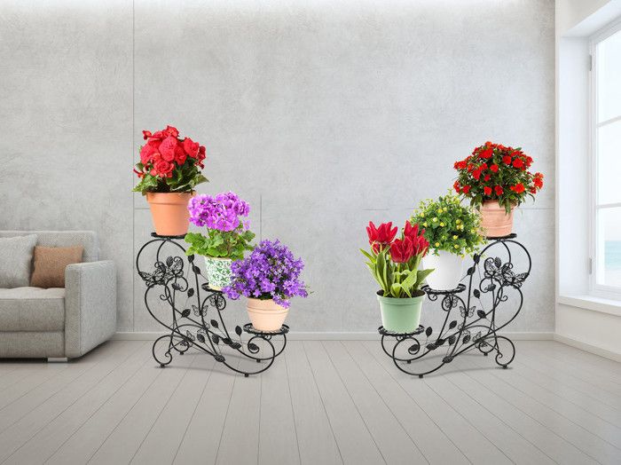 KASANOVA Lot De 3 Porte-pots En Argile En Fer