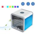 Refroidisseur d'air portable - LON® - Mini climatiseur 3 en 1 - Blanc et bleu - 750 ml, USB, 8h d'autonomie