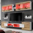 Ensembles de meubles TV Foggia Komodee - LED RGB - Bois Naturel Mat & Blanc -  Façades en Mat - L235cm x H195cm x P35cm-0