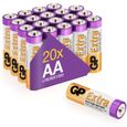 Piles AA - Lot de 20 Piles | GP Extra | Batteries Alcalines AA LR6 1,5v|Longue durée, très puissantes, utilisation quotidienne-0