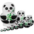 10 Pcs Poupées Gigognes Adorable Bois Belle Ventre Peint À La Main Panda Ensembles Jouets Russes Empilable  STATUE - STATUETTE-0