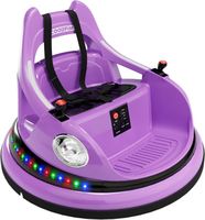 12V Auto Tamponneuse pour Enfants 2-6 Ans, Voiture Électrique Rotation à 360°avec LED, Télécommande et Musique Violet