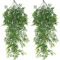 4Pcs Plante Artificielle Tombante - Artificiel Feuilles de Bambou Plante Suspendue - pour Intérieure Extérieure Déco Balcon Jardin