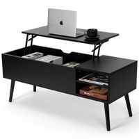 VOWNER - Table Basse Relevable - Table Basse de Salon - Moderne Table Basse Rectangulaire avec Tiroir de Rangement - Noir