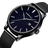 CRRJU montre pour hommes de marque élégante bracelet en maille en acier inoxydable montre d'affaires sport montre à Quartz étanche