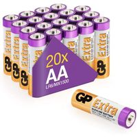 Piles AA - Lot de 20 Piles | GP Extra | Batteries Alcalines AA LR6 1,5v|Longue durée, très puissantes, utilisation quotidienne