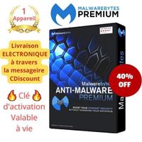 Malwarebytes Premium - Clé de Licence Authentique A VIE Pour Windows - 1 Appareil