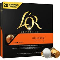 LOT DE 4 - L'OR - Delizioso café compatibles avec les machines à café Nespresso - paquet de 20 capsules