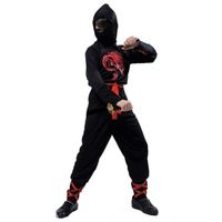 Déguisement Ninja noir et rouge - PTIT CLOWN - Taille 10/12 ans - Mixte