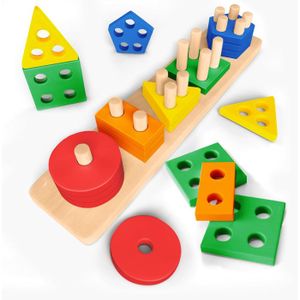 Jeux Montessori 1 an - Jouets d'Activité et de Développement 1 2 3 Ans - Jeux Bebe 1 an à Empiler et de Tri en Bois - Jouet Enfant - Jeux - Jouets