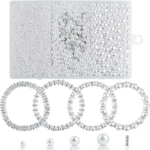 KIT BIJOUX 2090 Pcs Perles Blanche Pour Bracelet - 4-6-8-10Mm