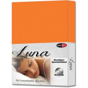 DRAP HOUSSE Luna Drap-Housse revêtement surmatelas lit sommier tapissier Microfibre 180x200 cm Orange.[Y2885]