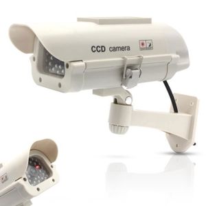 CAMÉRA FACTICE FISHTEC Camera Factice Exterieur CCTV - Fausse Camera de Videosurveillance LED Clignotante - Panneau Solaire - Exterieur/Interieur
