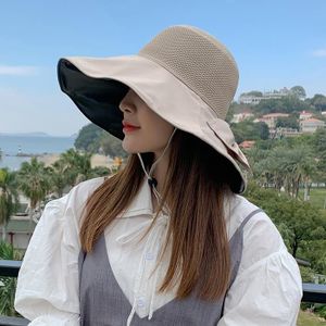Chapeau à Large Bord Femme AIEOE | Capeline Pliable Anti-UV Avec Cordon - Plage Et Jardinage