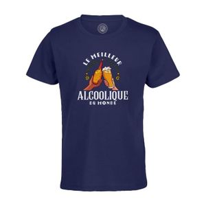 T-SHIRT T-shirt Enfant Bleu Le Meilleur Alcoolique du Mond