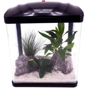 AQUARIUM AquaOne Kit complet d'aquarium LED avec pompe HR-230 noir I Petit nano-aquarium 7 litres I Mini Nano bassin pour poissons et cre105