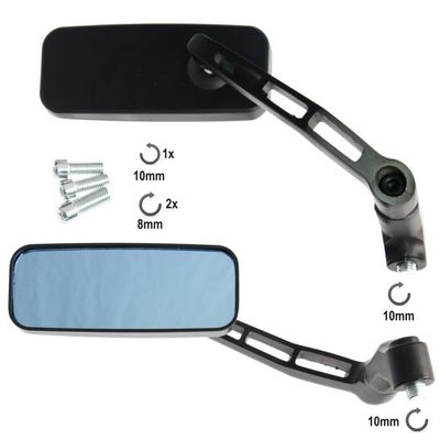 Paire De Rétroviseurs Moto Scooter Universels 8mm/10mm – Design Sportif Rouge Avec Miroir Ultra Clair