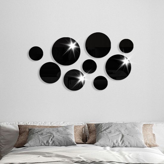 32 Pièces Miroir Stickers Muraux, Ronds 3D Acrylique Adhésif