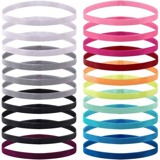Lot De 3 Bandeaux De Sport Antidérapants - Noir, Gris, Vert - Élastique - Unisexe
