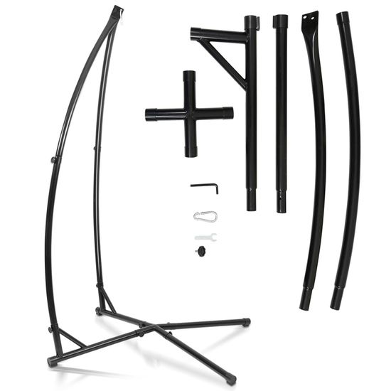 Outsunny Support De Fauteuil Suspendu, Support Chaise Suspendue Base En X Boucle A Ressort Charge 120 Kg 114 X 80 X 208 Cm~1rrbvlkmpn001