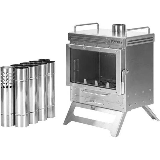 Poêle à bois portable inox - Camping et randonnée